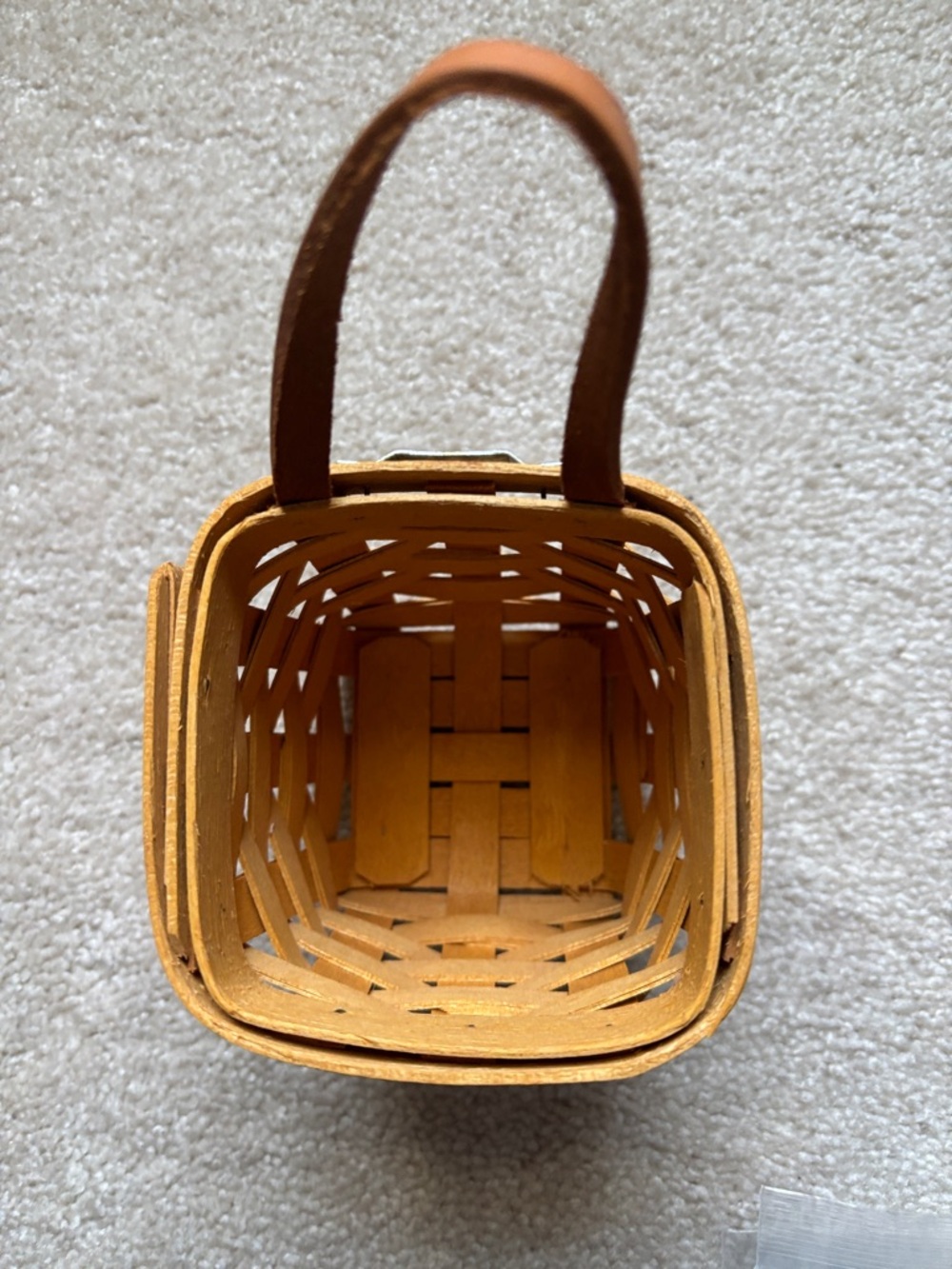 Longaberger Chives Mini Booking Basket with Plaid Liner and Protector - Picture 8 of 8